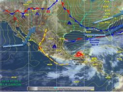 De acuerdo al pronóstico, se espera que el sistema mantenga su desplazamiento al este. ESPECIAL / smn.conagua.gob.mx