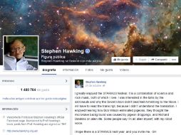 En el perfil se pueden observar varias fotografías del científico y del universo. FACEBOOK / @Stephen Hawking