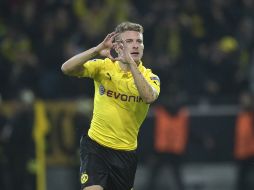 El italiano Ciro Immobile celebra el tercer gol del Dortmund en el minuto 74. AP / M. Meissner