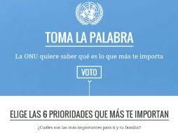 La Organización pregunta sobre gobierno, servicios, medio ambiente y telecomunicaciones. ESPECIAL / vote.myworld2015.org