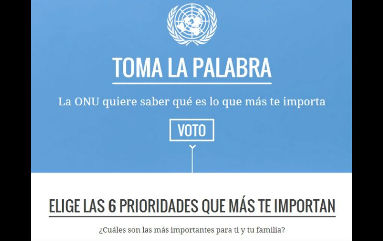 La Organización pregunta sobre gobierno, servicios, medio ambiente y telecomunicaciones. ESPECIAL / vote.myworld2015.org