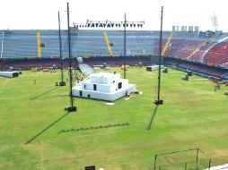 Montaje para la ceremonia de inauguración de los Juegos Centroamericanos y del Caribe Veracruz 2014 en el Estadio Luis 'Pirata' Fuente. MEXSPORT / COM