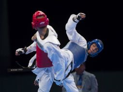 El taekwondoín pelea un intenso combate en los Juegos Centroamericanos y del Caribe en Veracruz. MEXSPORT / J. Ramírez