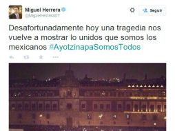 El DT muestra que no está ajeno a los hechos que suceden en el país, a pesar de encontrarse en el extranjero. TWITTER / @MiguelHerreraDT