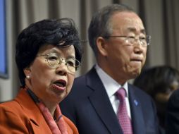 Margaret Chan y Ban Ki-moon, secretario general de la ONU, durante la conferencia en el Banco Mundial. AP / S. Walsh