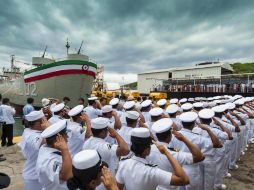 La Secretaría de Marina-Armada de México, a través de la Tercera Zona Naval realizó la ceremonia conmemorativa en el puerto. NTX / ARCHIVO