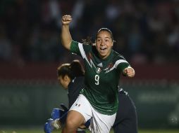 Verónica Corral celebra su gol ante Colombia. AFP / R. Schemidt