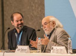 Villoro y Sasturain  participaron en la conferencia 'México y Argentina: Identidad literaria en transición'. EL INFORMADOR / A. Hernández