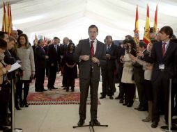 Mariano Rajoy, en declaraciones durante el acto institucional de conmemoración del XXXVI aniversario de la Constitución. EFE / J. Guillén