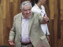 José Mujica se mostró de buen humor durante su discurso en el Auditorio Salvador Allende del CUCSH. EL INFORMADOR / F Atilano