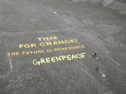 Cerca de 12 activistas de Greenpeace realizaron una acción de protesta en la zona arqueológica. AFP / Greenpeace