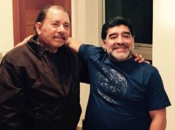 El Diego y Daniel Ortega estuvieron juntos pero el sudamericano evitó contacto con la prensa. TWITTER / @DanielOrtega_Ni