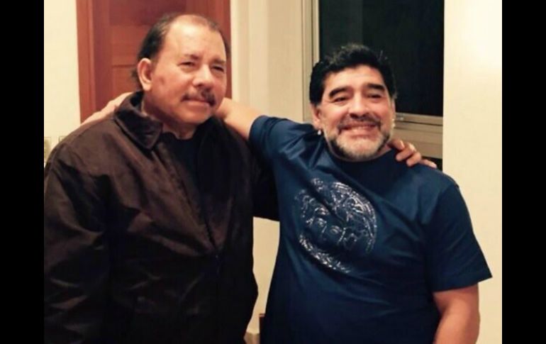 El Diego y Daniel Ortega estuvieron juntos pero el sudamericano evitó contacto con la prensa. TWITTER / @DanielOrtega_Ni