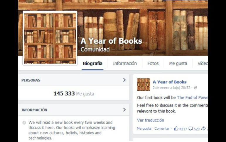 'A year of books' (El año de los libros) es como se llama la página donde se creará este club de lectura. FACEBOOK / A-Year-of-Books