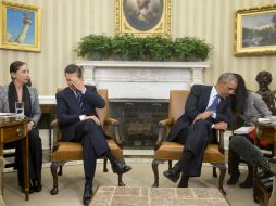 El Presidente Enrique Peña Nieto y su homólogo, Barack Obama, durante la conferencia de prensa en la Casa Blanca. AP / C. Kaster