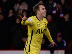 Christian Eriksen anotó los goles del ahora finalista en su visita a Sheffield. AFP / O. Scarff