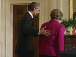 Barack Obama dice que habló hoy sobre ese tema con la canciller alemana, Angela Merkel. EFE / M. Reynolds