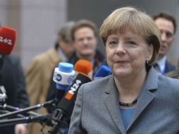 Angela Merkel a su llegada a la cumbre de jefes de Estado y Gobierno de la Unión Europea. EFE / S. Lecocq