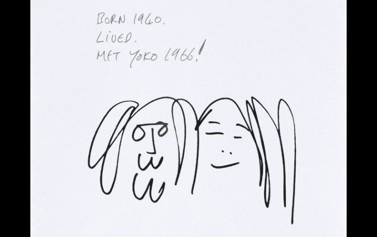 'Forever love'. El dibujo plasma cómo se conoció la pareja, en 1966 en una galería londinense. AP / Yoko Ono