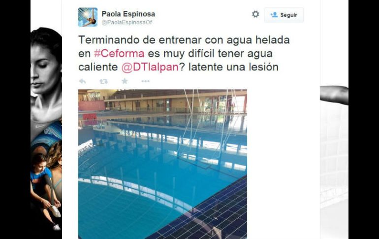 La deportista publicó su comentario en redes sociales. TWITTER / @PaolaEspinosaOf