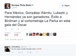 Peña Nieto escribió en su cuenta de Twitter el mensaje. TWITTER / @EPN