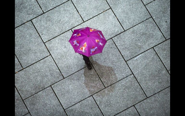 Un niño camina por la calle cubriendose de la lluvia con su paraguas. EFE / ARCHIVO