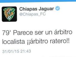 Este mensaje provocó que ahora el cuadro sureño sea multado. TWITTER / @Chiapas_FC