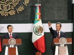 Eduardo Sánchez reconoce la experiencia de su antecesor en la Coordinación de Comunicación Social de Los Pinos. NTX / J. González