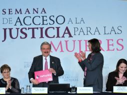 Luis María Aguilar Moreno, ministro presidente, inaugura la Semana de Acceso a la Justicia para las Mujeres en la SCJN. NTX / Cortesía SCJN