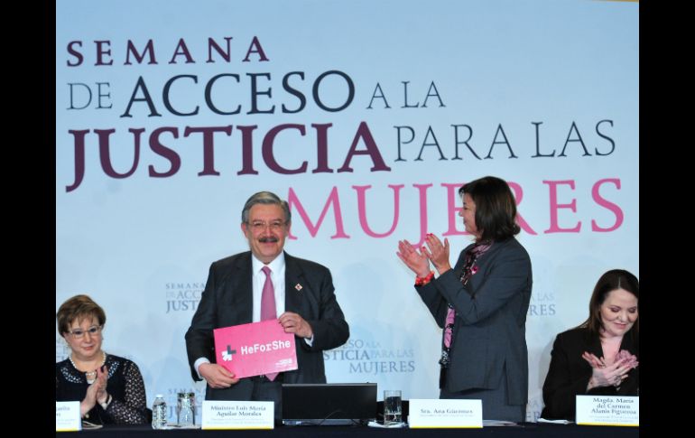 Luis María Aguilar Moreno, ministro presidente, inaugura la Semana de Acceso a la Justicia para las Mujeres en la SCJN. NTX / Cortesía SCJN