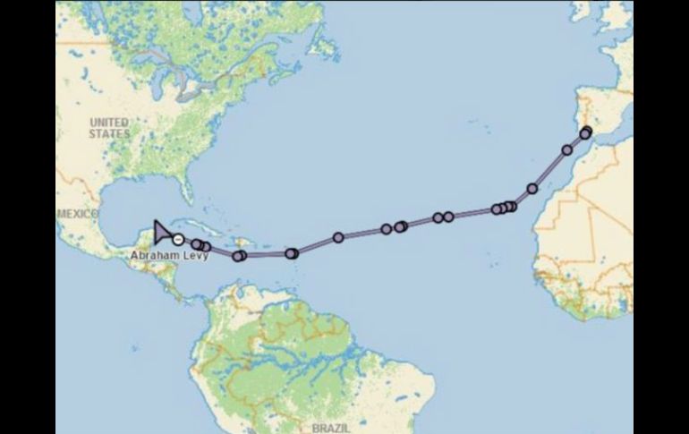 Esta es la ruta que Abraham Levy siguió durante su viaje. TWITTER / @AbrahamLevy