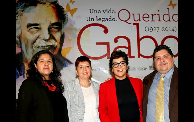 Martha Ibarra, Imelda Martorell, Nubia Macías y José Garza en la conferencia de prensa este miércoles, para hablar del homenaje a Gabo. SUN / E. Orea