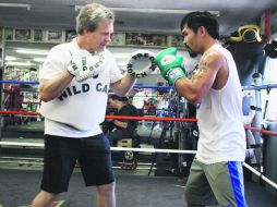 Manny Pacquiao se encuentra en Los Ángeles en un campamento de entrenamiento con diferentes 'sparrings'. ESPECIAL /