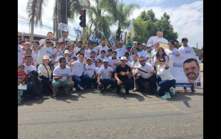 Quirino se reunió con simpatizantes en la plazoleta del Centro de Tlajomulco. TWITTER / @GerardoQuirinoV