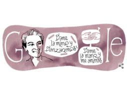 ''Dame la mano y danzaremos, dame la mano y me amarás'' dice el ''doodle'' para homenajear a Gabriela Mistral. ESPECIAL / google.com.mx