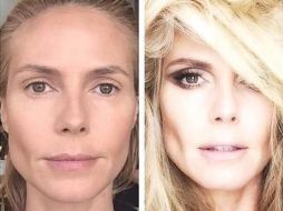 La foto del antes la muestra con un aspecto totalmente natural y con el cabello mojado y peinado hacia atrás. INSTAGRAM / heidiklum