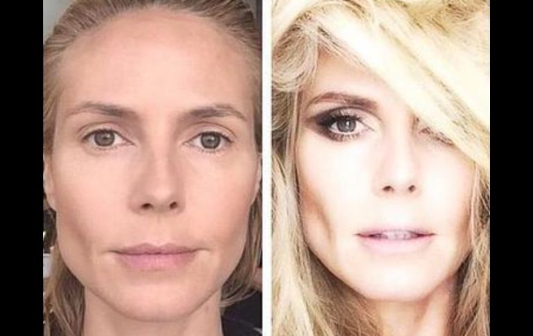 La foto del antes la muestra con un aspecto totalmente natural y con el cabello mojado y peinado hacia atrás. INSTAGRAM / heidiklum