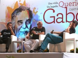 Élmer Mendoza, Benito Taibo y Xavier Velasco participan en una plática en el evento para celebrar a García Márquez. EL INFORMADOR / M. Vargas