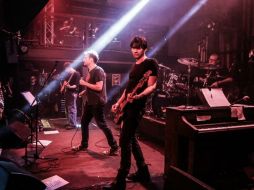 De izquierda a derecha, Graham Coxon, Damon Albarn, Alex James y Dave Rowntree durante un concierto en Londres. TWITTER / @blurofficial