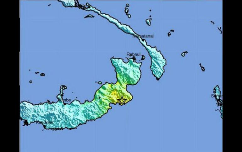 El sismo se da a las 18:06 horas locales, a una profundidad de 54 kilometros, a 110 kilómetros de Kokopo en la isla de Nueva Bretaña. EFE / ESPECIAL