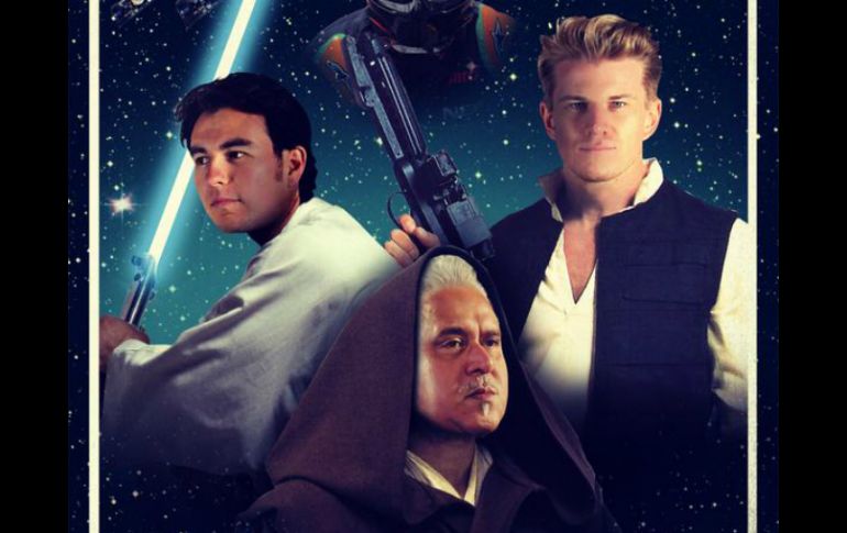 Pérez, su compañero Nico Hulkenberg y el dueño de Force India, Vijay Mallya realizaron este poster referente a Star Wars. TWITTER / @ForceIndiaF1