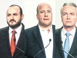 Ricardo Villanueva Lomelí (PRI), Enrique Alfaro Ramírez (MC) y Alfonso Petersen Faran (PAN).  /