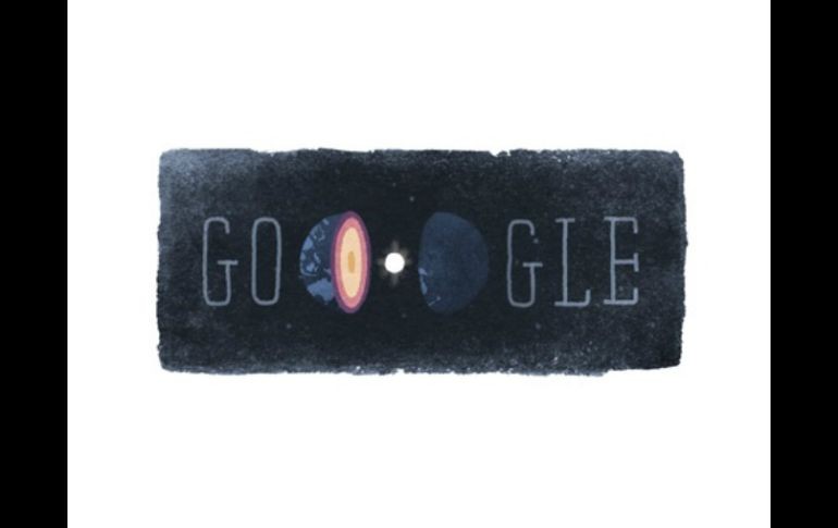 Con el planeta partido a la mitad, el 'doodle' celebra a quien en 1936 dedujo los núcleos internos y externos de la tierra. ESPECIAL / google.com