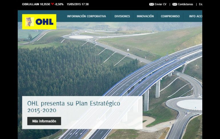 Gobierno investiga título de concesión de Viaducto Bicentenario a la empresa OHL. ESPECIAL / http://www.ohl.es/es