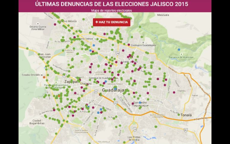 La página contiene un mapa con las denuncias realizadas. ESPECIAL / guardianelectoral.mx