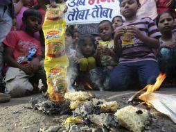 La pasta Maggie se convirtió rápidamente en una de las comidas más populares de la India debido a su bajo precio. EFE / S. Gupta