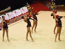 El equipo de Jalisco en gimnasia ritmica durante la Olimpiada Nacional. ESPECIAL / Conade