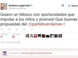 'Todos somos libres de apoyar a quien quedamos', declara la conductora. TWITTER / @AndreaLegarreta