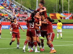 Verónica Pérez puso al Tri femenil al frente al minuto 36. AFP / Elsa