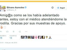 Agradeció a sus seguidores sus muestras de apoyo. TWITTER / @Silvano_A